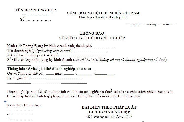 Cách ghi quyết định giải thể công ty đơn giản dễ hiểu nhất