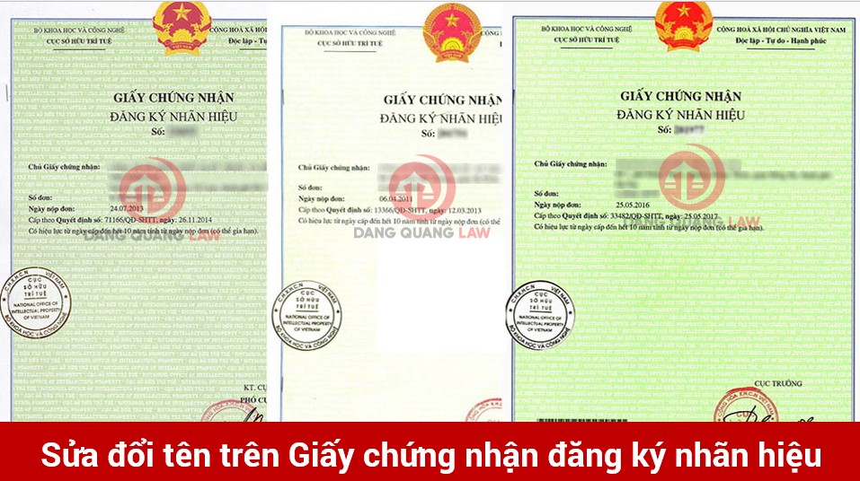 Sửa đổi tên trên Giấy chứng nhận đăng ký nhãn hiệu