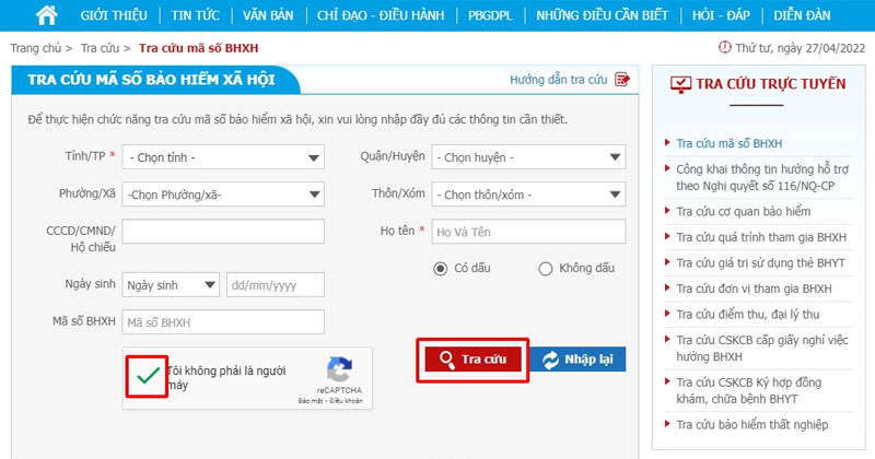 Cách kiểm tra bảo hiểm y tế bằng CCCD qua website BHXH Việt Nam-4