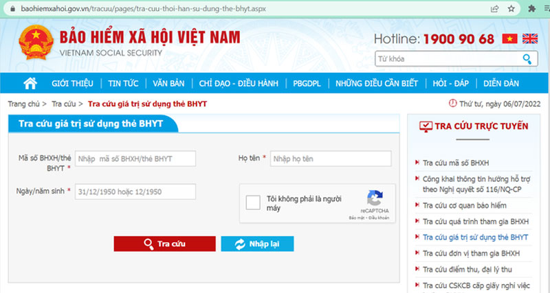 Tra giá trị sử dụng thẻ BHYT trên website Bảo hiểm xã hội Việt Nam-4