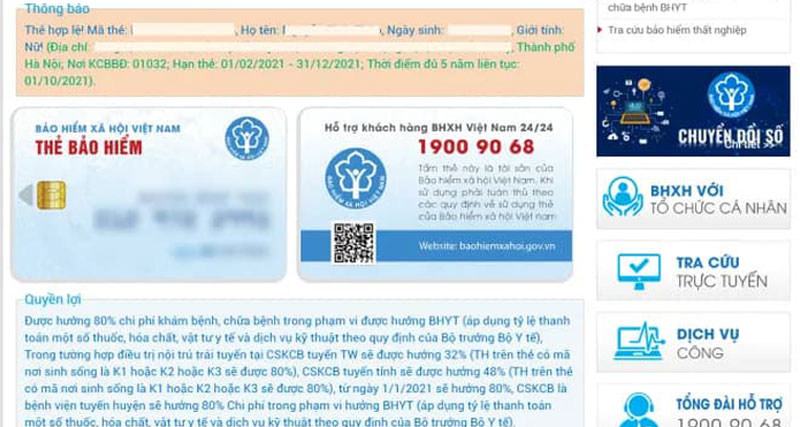 Tra giá trị sử dụng thẻ BHYT trên website Bảo hiểm xã hội Việt Nam-5